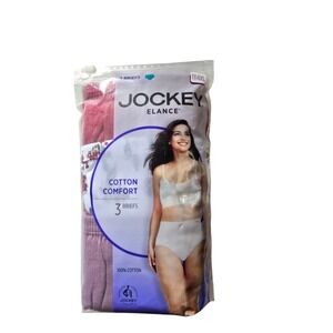 Jockey Elance Womens Briefs 3 Pack 100% Cotton Pink Purple Floral Size 11 4XL
